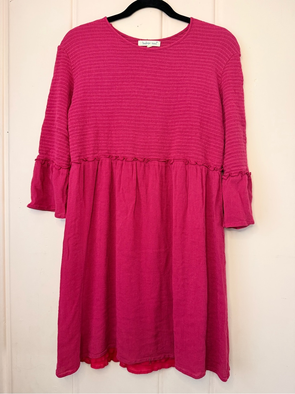 Indigo Soul Fuchsia Knit Tiered Women’s Dress szM